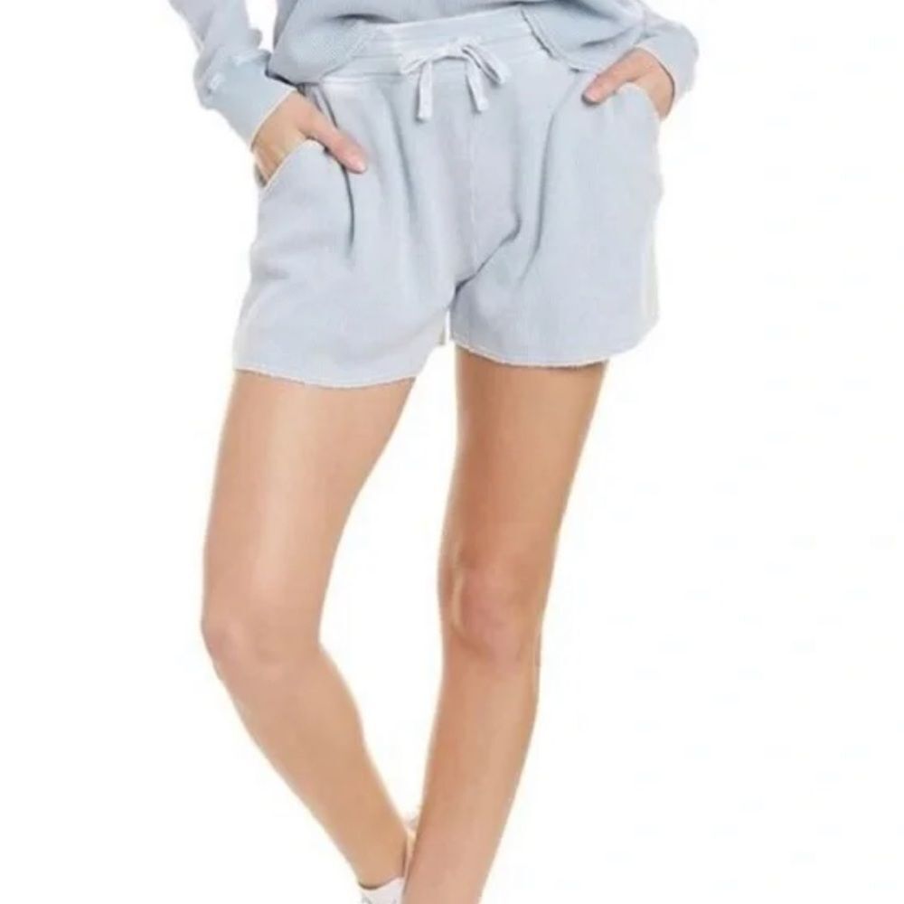 NWT Splendid Seafoam Blue Woman's Waffle Knit Pocket  High Rise Shorts Small